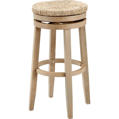 Morgan Swivel Bar Stool in Natural Wood & Sea Grass